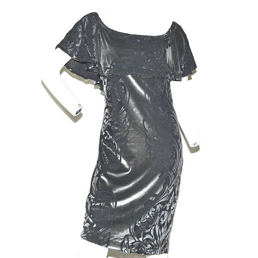 K. Jordan - K. Jordan Women's Velvet Burnout Flounce Dress in Midnight ...