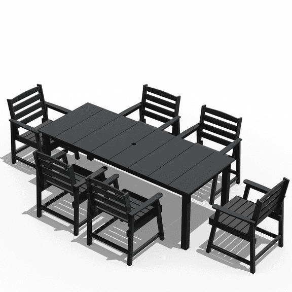 Greforg 7-Piece plastic wood Patio Outdoor Dining Set,with a table and chairs,Black