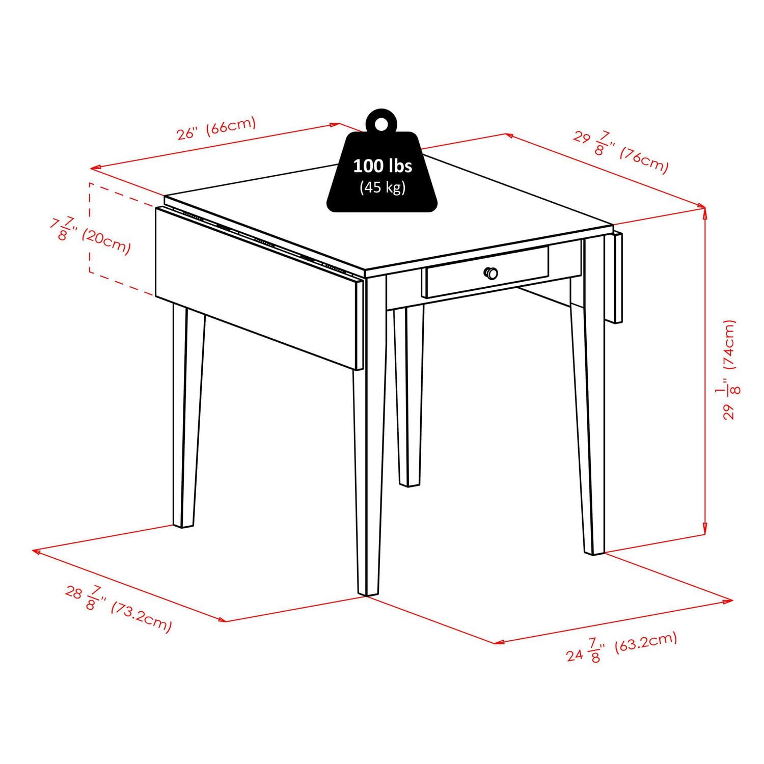 Winsome Hamilton Double Drop Leaf Dining Table, Walnut - 94141