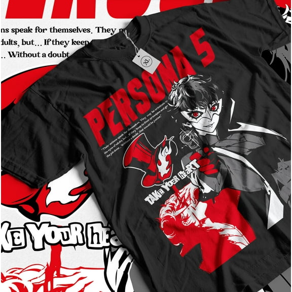 VINTAGE Persona 5 T-shirt Goro Akechi Shin Megami Tensei Anime Manga T-shirt - Black