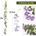 thumbnail image 2 of 5 Piezas * 1,8 M Flores Artificiales Vid De Glicina, Flores De Glicina Falsas Decoración De Guirnalda Colgante para El Hogar, Jardín - Púrpura JM, 2 of 5