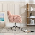 thumbnail image 3 of Faux Fur Desk Chair, Swivel Vanity Chair with Adjustable Height and Wheels for Office, Bedroom, Pink, 3 of 6