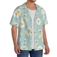 thumbnail image 4 of Cauagu Floral Daisy Men's Short Sleeve Button Down Hawaiian Shirt for Men Bowling Shirts Casual Summer Beach Shirt,X-Large, 4 of 6