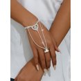 thumbnail image 6 of PISONIC Full Rhinestone Butterfly Link Chain Crystal Finger Bracelet with Ring Bracelet Link with Ring Bracelet Accessories Party for Women, 6 of 6