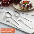 thumbnail image 5 of 24-piece Forks and Spoons Silverware Set, Food Grade Stainless Steel Flatware Cutlery Set for Home, Kitchen and Restaurant, 12 Dinner Forks and 12 Dinner Spoons, Mirror Polished&Dishwasher Safe, 5 of 7