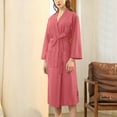 thumbnail image 2 of Womens Robes, Spa Bathrobes for Women Wrap V-Neck Long Sleeve Knee Length Belted Robe with Pockets Pajama Nightgown, 2 of 4