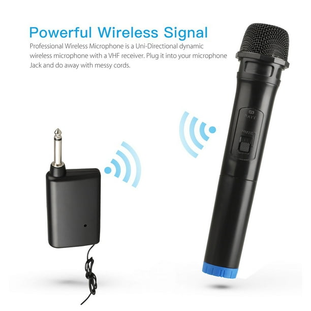 Microphone Sans Fil, Système de Micro Bluetooth Sans Fil, Micro Sans Fil  Portable Dynamique avec Récepteur VHF pour Karaoké Chant Discours d'Église