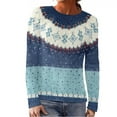 thumbnail image 2 of CCRFTGI Fair Isle Sweater Women 2025 Fashion Long Sleeve Knit Sweater Pullover Casual Vintage Pullover Loose Crewneck Pullover Top Sky Blue L, 2 of 5
