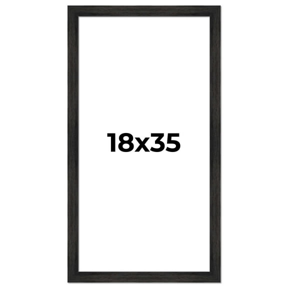 18x35 Frame Black Rustic Barnwood Solid Wood Picture Frame | 1.5 Inch Moulding Width | Includes UV