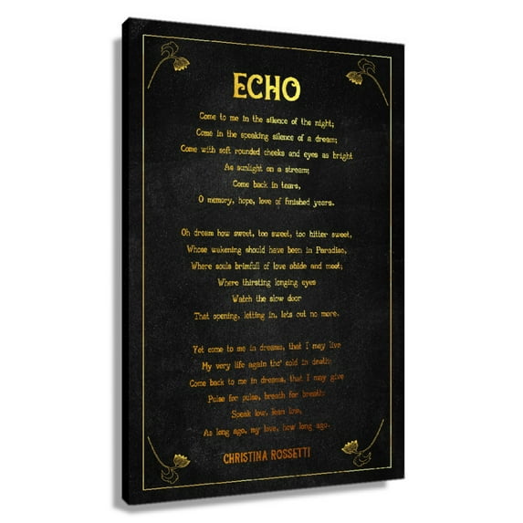 Echo Poem Wall Decor Christina Rossetti Quote Wall Art Poetry Poster Canvas Artwork for Bedroom Wall Hanging Decorations Pictures Unframed 20x30 in