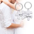 thumbnail image 2 of Kkkded Couple Keychain 2-Pcs Couple Keychain & Necklace, Together Better Puzzle. DIY Key Ring & Pendant., 2 of 7