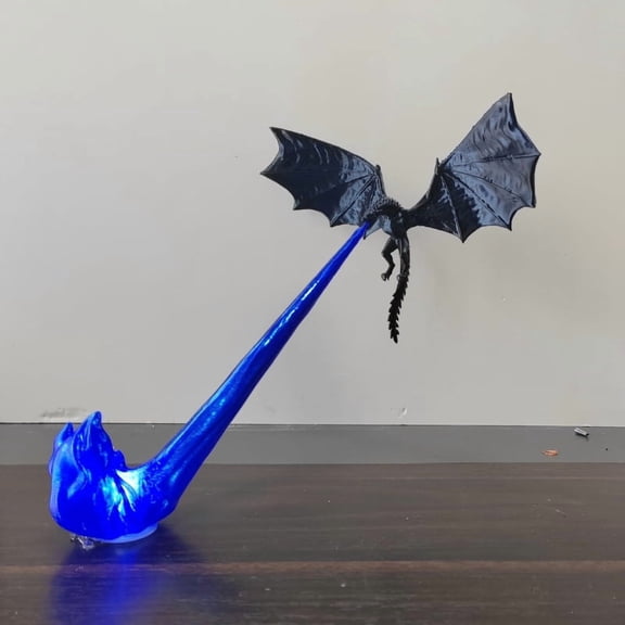 Dragon Bookshelf Nook Light, 3D Printed Fire-Breathing Shelf Decor | Flying Dragon Design | Red or Blue Flame | Book Lover Gift | Halloween Shelf Display