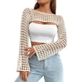 thumbnail image 6 of Women’s Cropped Knit Shrug Top Lightweight Bell Sleeve Summer Cover-Up, Soft Breathable Cropped Cardigan Shrug for Casual & Beach, Cropped Shrug Women, 6 of 11