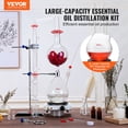 thumbnail image 2 of VEVOR Essential Oil Distillation Kit, 2000ml Distillation Apparatus, 3.3 Boro Lab Glassware Distillation Kit with 1000W Heating Plate and 24, 40 Joint, 28 pcs Set, 2 of 9