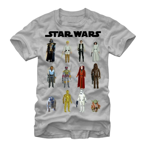 Men's Star Wars Vintage Action Figures Graphic Tee Silver Large