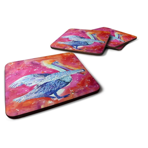 Carolines Treasures 8360FC Pelican Foam Coaster Set of 4 3 1/2 x 3 1/2 multicolor