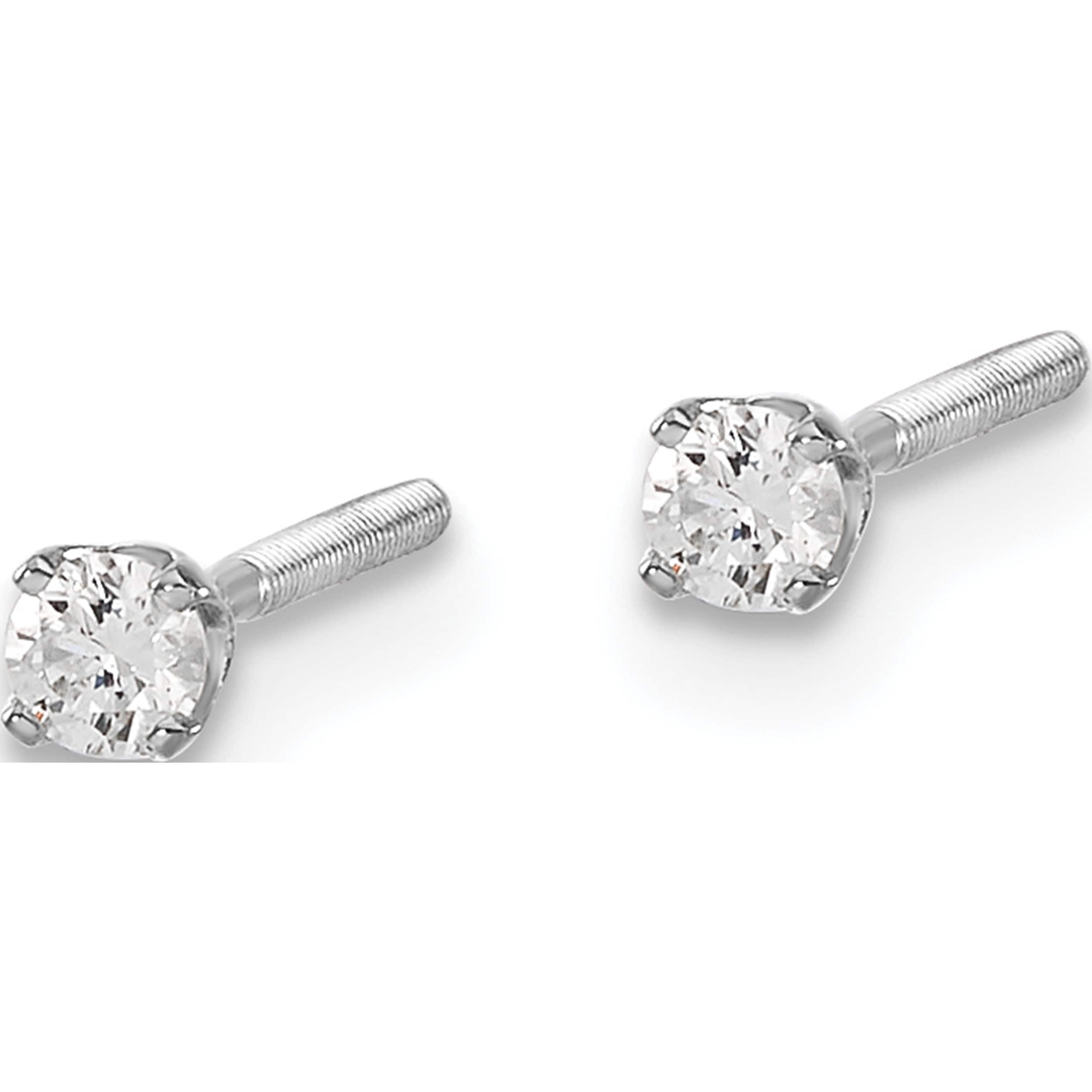 14K White Gold 14Kw .10Ct Vs2/Si1 G-I Diamond Stud Thread On/Off Post Earrings (2.4 X 2.4) Made In United States st4-10w