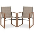 thumbnail image 1 of Gymax 2 PCS Outdoor Dining Chairs Patio Furniture Chair w/ Breathable Seat & Backrest Brown, 1 of 8