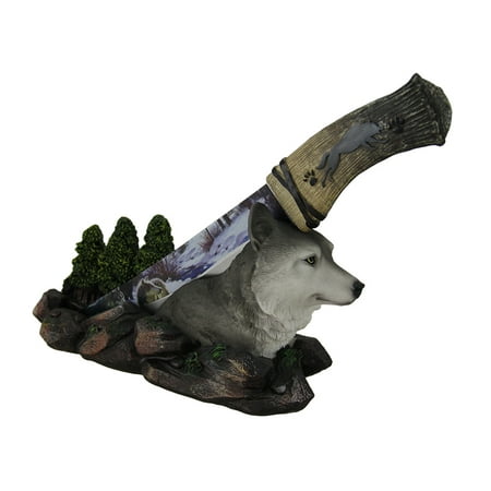 - Spirit Wolf Decorative Fantasy Knife With Hand Painted Holder
