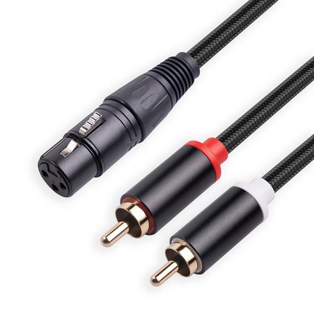 XLR hembra a doble RCA macho Cable de audio Cable adaptador estéreo Anti blindaje (3 m)