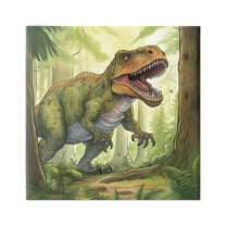 Stupell Industries Roaring Dinosaur Scenery Animals & Insects Painting Gallery Wrapped Canvas Print Wall Art, 17 x 17