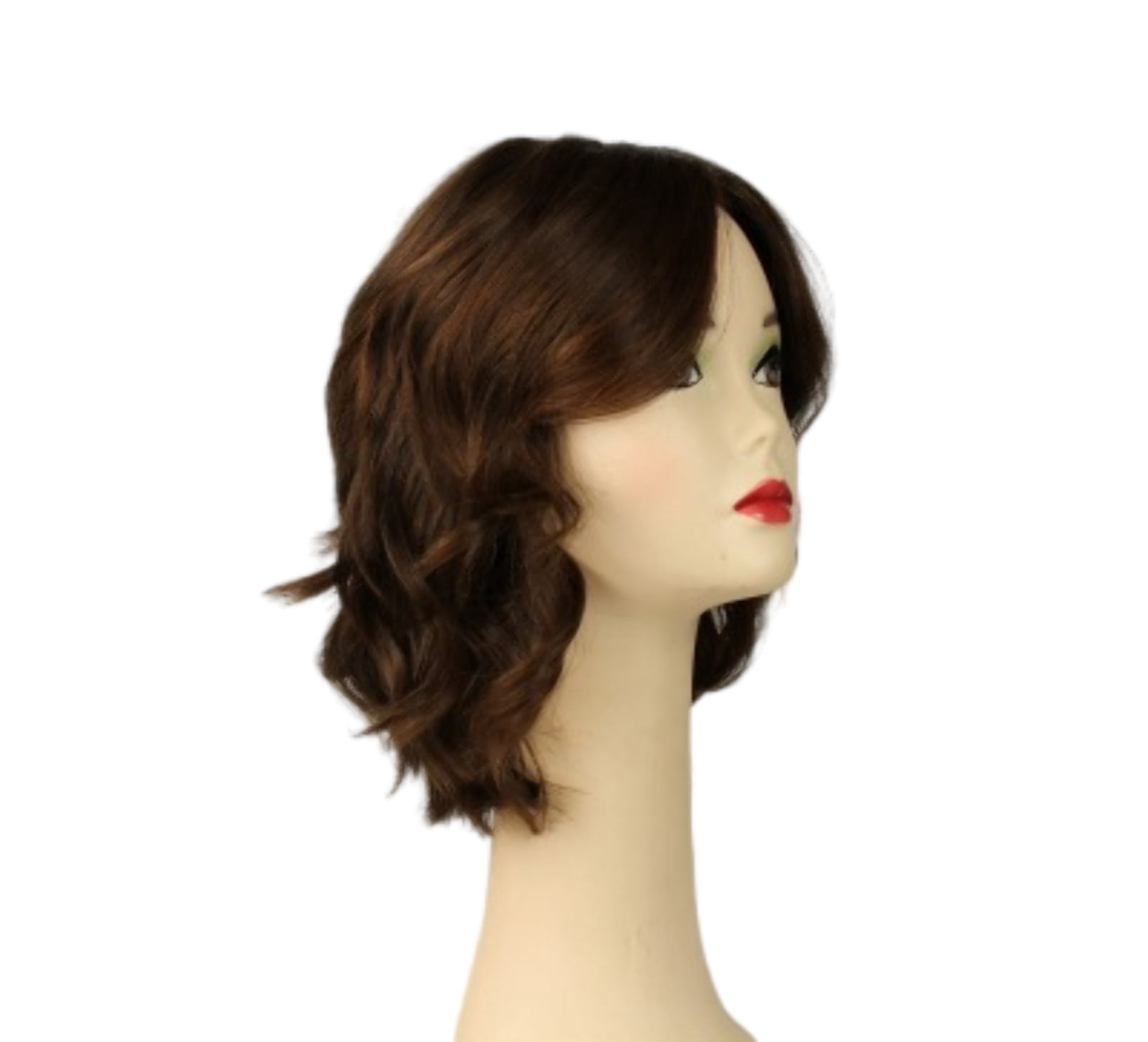 European Human Hair Freeda Wig Regina Brown With Reddish Highlights Multi-Directional Skin Top Size M