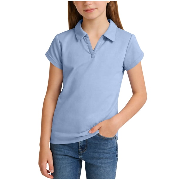 Top de Manga Corta para Niños Rayas Botón Arriba Camiseta Casual Suéter Algodón Mezcla Blusa Medio a Grande Verano