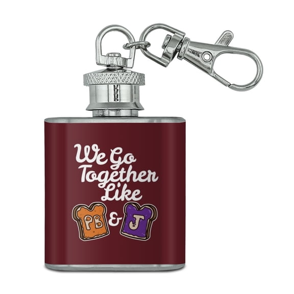 Peanut Butter and Jelly Together PB&J Best Friends Stainless Steel 1oz Mini Flask Key Chain
