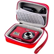 Carrying Protective Digital Camera Case Compatible with AbergBest 21 Mega Pixels 2.7" LCD Rechargeable HD/ Kodak Pixpro/ Canon PowerShot ELPH 180/ 190/ Sony DSCW800/ DSCW830 Cameras for Travel - Red