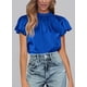 thumbnail image 3 of Blusa de Satén para Mujer PRETTYGARDEN con Mangas con Volantes Azul Real XXL, 3 of 6