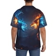 thumbnail image 3 of Sikiie Red And Blue Fire Dragon C Men's Wrinkle Free Untucked Cuban Shirt Business Casual Button Down Shirts Short Sleeve Shirt4X-Large, 3 of 5