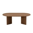 thumbnail image 4 of Kevinplus 39.37” Modern Small Oval Coffee Table for Living Room with Sturdy Pedestal for Apartment, Bedroom, Walnut, 4 of 11