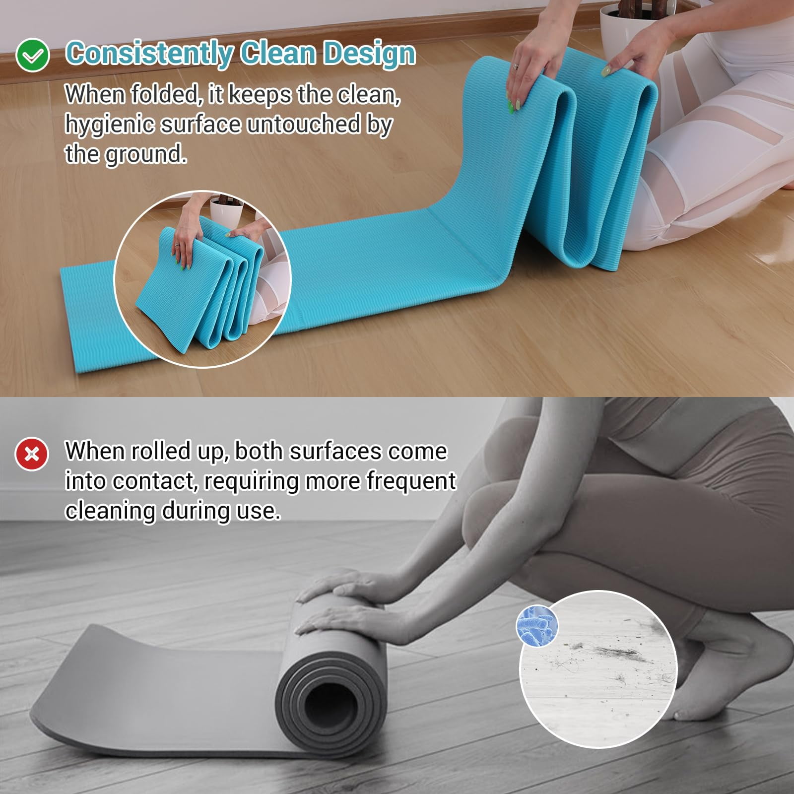 Avoalre Yoga Mat, Foldable 72" x 24" x 1/5" Thick Yoga Mat for Workout Fitness Pilates Stretching with Bag, Double Sided Non-Slip
