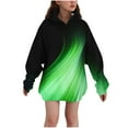 thumbnail image 2 of Spazoro Girls Hoodie Sweatshirts, Pockets Long Sleeve Gradient Color Soft & Warm Casual Pullover for Girls Green Size 9-10T, 2 of 5