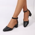 thumbnail image 4 of LuckLilac Women's Round Toe Pumps Ankle Strap Low Buckle Block Heel Sandals Dress Wedding Office Party Shoes, 4 of 5