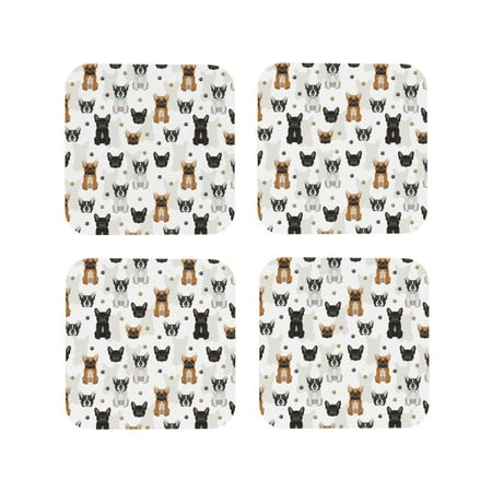 

Leather Coasters Set of 4 - Cute French Bulldog_D Lightweight Non-Slip Drink Coasters for Desk Anti-Scalding Desk Cup Coasters for Office Table Decor Square