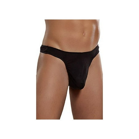 Magic Silk Silk Boxers - Magic Silk Mens Black Silk/Knit Pouch Thong 4506-B Black