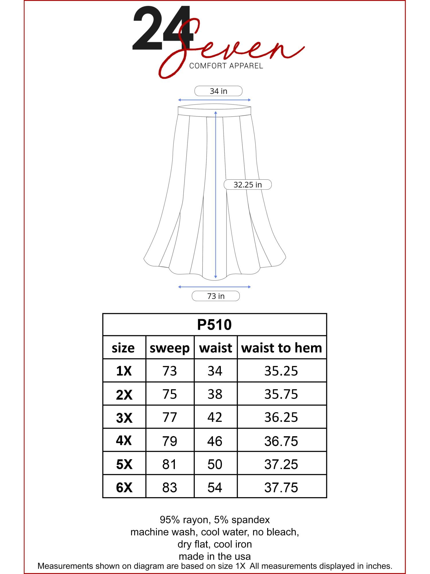 24/7 Comfort Apparel Women's Plus Size Maxi Skirt