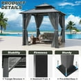 thumbnail image 3 of GARTOO 8.5 x 8.5 Ft. Outdoor Double Steel Roof Hardtop Gazebo, Patio Aluminum Frame Gazebos with Netting and Curtains for Garden, Backyard, 3 of 9