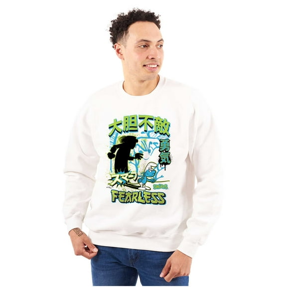 The Smurfs Cool Kanji Fearless Unisex Plus Size Sweatshirt Brisco Brands 2X