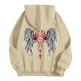 thumbnail image 3 of MHFRRA Sudadera con Capucha Informal con Estampado de Alas de Ángel de Invierno, Sudadera con Forro Suave, Sudadera Acogedora con Bolsillo Frontal para Exteriores Marrón, 3 of 3