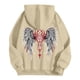 thumbnail image 3 of MHFRRA Sudadera con Capucha Informal con Estampado de Alas de Ángel de Invierno, Sudadera con Forro Suave, Sudadera Acogedora con Bolsillo Frontal para Exteriores Marrón, 3 of 3