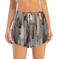 thumbnail image 4 of Lsque Wooden Texture Printed Women's Running Shorts with Liner Pockets,Elastic Quick Dry Workout Athletic Gym Yoga Shorts,Womens High Waist Shorts-X-Large, 4 of 9