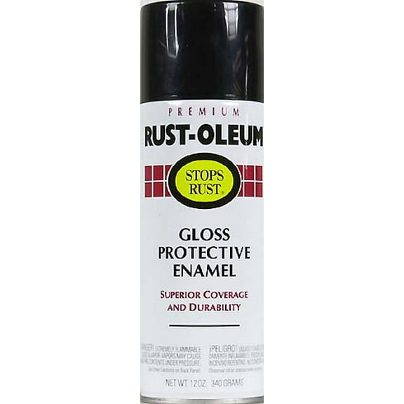Rust-Oleum Stops Rust Gloss Protective Enamel Spray Paint, Black, 12 Oz.