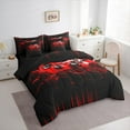 thumbnail image 3 of Castle Fairy Boys Gradient Gamer 7-Piece Queen Black Red Abstract Honeycomb Super Cozy Bedding Set, 3 of 8