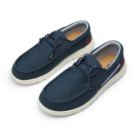 Bruno Marc Men s Slip On Canvas Loafers Casual Deck Boat shoes NAVY Size 6.5