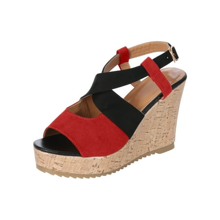 

Rdeuod Shoes For Women Summer Ladies Thick Soled Fish Mouth Casual Wedge Heels Sandals Woman