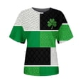 thumbnail image 4 of Ichuanyi St Patricks Day Round Neck Short Shirts for Women Green Lucky Graphic Shirt Casual Short Sleeve T Shirt Tops Pullover Casual Tee, 4 of 5
