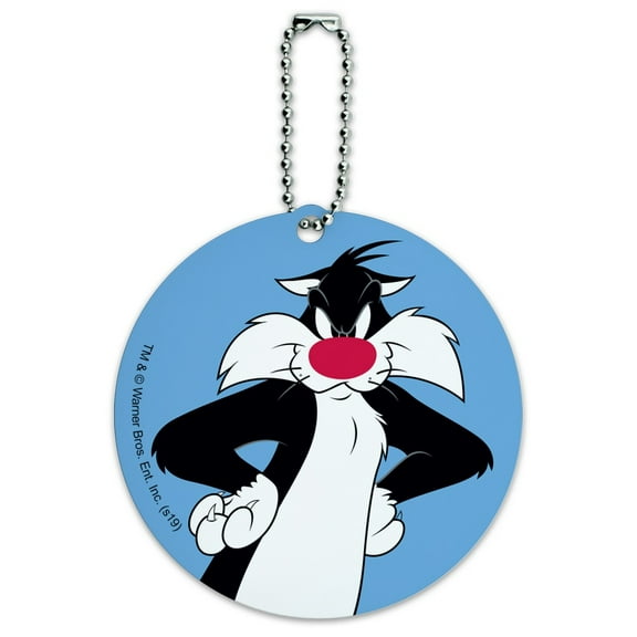 Looney Tunes Sylvester Round Luggage ID Tag Card Suitcase Carry-On