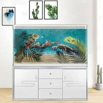 30X18IN Natural Undersea Aquarium Background, Undersea Beach Fish Tank Background, with 8 EVA Double-Sided Tape